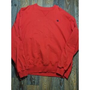 Y2K Champion Eco Fleece Crewneck Sweatshirt Mens XL Red Embroidered Pullover